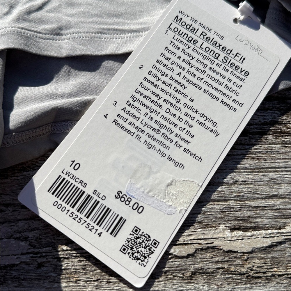 Lululemon Modal Relaxed-Fit Lounge Long-Sleeve Shirt size 10 Silver Gray nwt - Picture 4 of 6